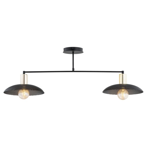 Deckenleuchte Metall 100 cm lang Schwarz Gold E27 2-flammig