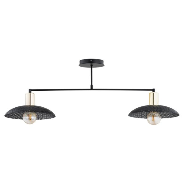 Deckenleuchte Metall 100 cm lang Schwarz Gold E27 2-flammig