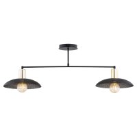 Deckenleuchte Metall 100 cm lang Schwarz Gold E27 2-flammig