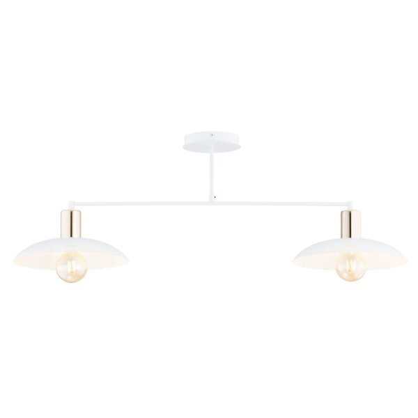 Deckenlampe Metall Weiß Gold 100 cm lang E27 2-flammig