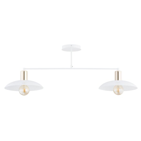 Deckenlampe Metall Weiß Gold 100 cm lang E27 2-flammig