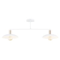 Deckenlampe Metall Wei&szlig; Gold 100 cm lang E27 2-flammig