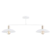 Deckenlampe Metall Weiß Gold 100 cm lang E27 2-flammig