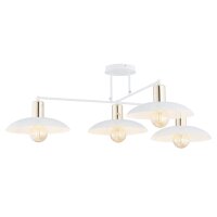 Deckenlampe Wei&szlig; Gold 100 cm lang E27 4-flammig Metall