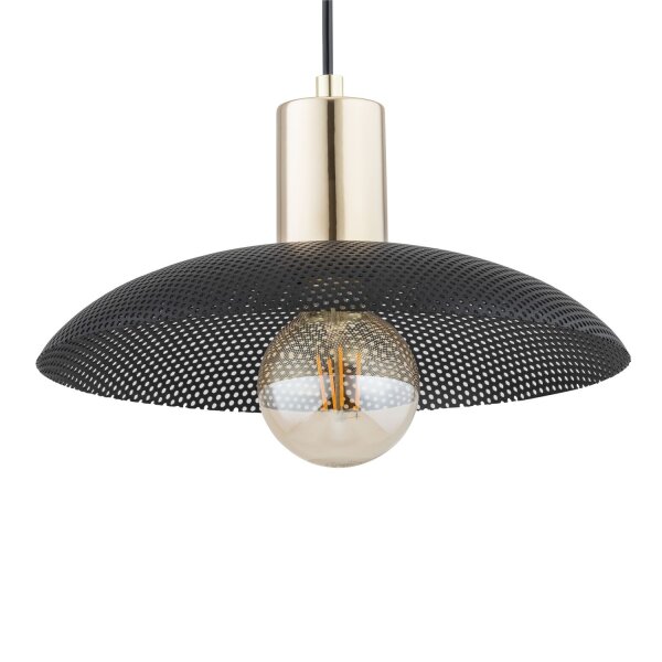 Hängeleuchte Metall Ø 30 cm H: max. 100 cm Schwarz Gold E27
