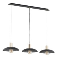 Pendelleuchte 3-flammig L: 90 cm Metall Schwarz Gold E27