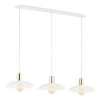 Pendelleuchte Metall L: 90 cm E27 Weiß Gold...