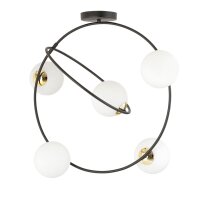 Deckenlampe Glas Metall Schwarz Weiß E14 5-rund 2...