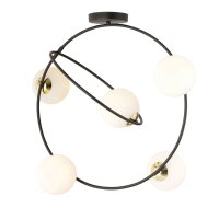 Deckenlampe Glas Metall Schwarz Weiß E14 5-rund 2...