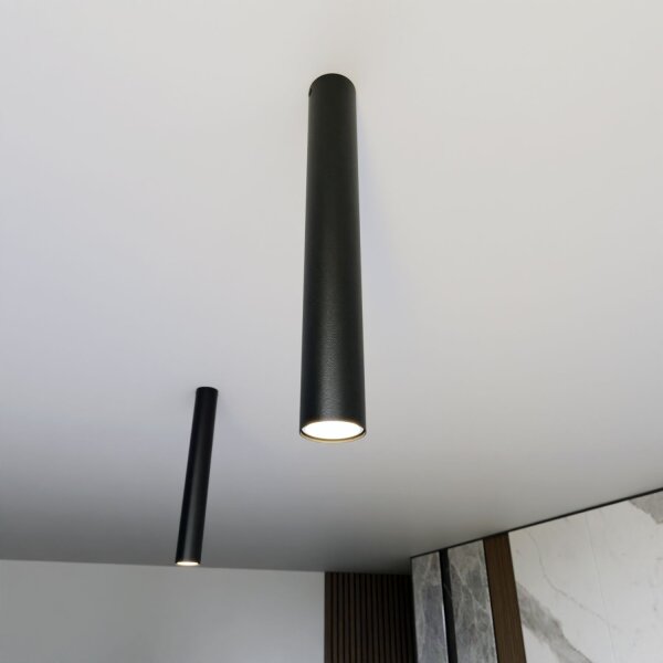 Aufputz Deckenlampe Metall H: 45 cm D: 6 cm Schwarz GU10