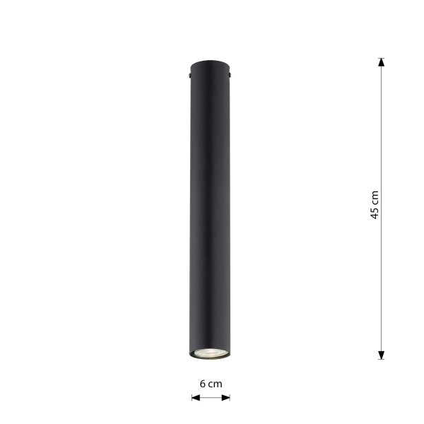 Aufputz Deckenlampe Metall H: 45 cm D: 6 cm Schwarz GU10