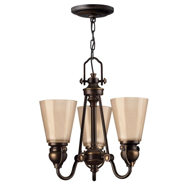 Kronleuchter Bronze Beige 3-flammig B:40,6 cm E27 Glas