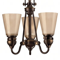 Kronleuchter Bronze Beige 3-flammig B:40,6 cm E27 Glas