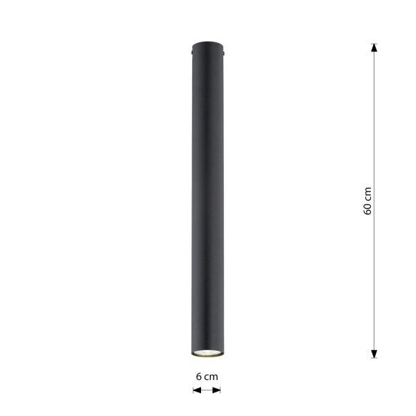 Deckenleuchte Schwarz B: 6 cm 60 cm hoch Metall GU10 Aufputz