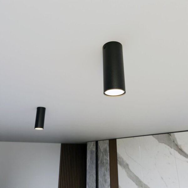Deckenspot Metall rund Ø 6 cm Schwarz GU10 Modern Aufputz