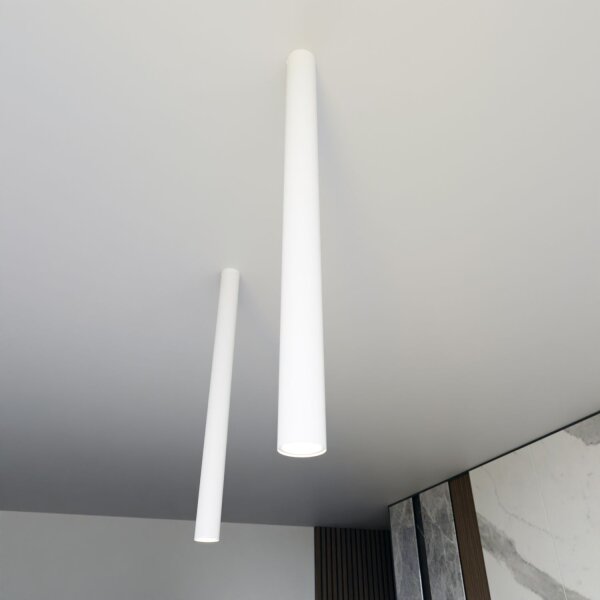 Deckenspot Metall XXL 80 cm hoch B: 6 cm Aufputz Weiß GU10