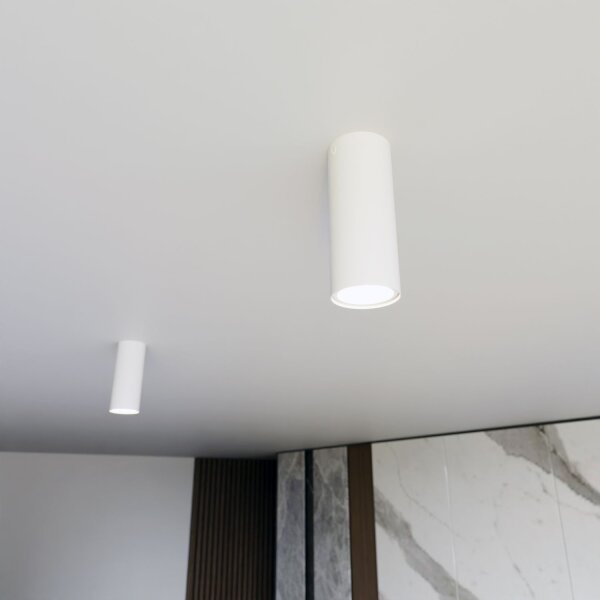 Deckenleuchte rund Ø 6 cm H: 15 cm Metall Weiß GU10 Aufputz