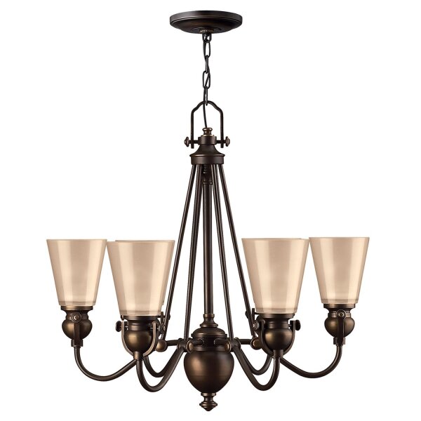 Kronleuchter Bronze Beige 6-flammig B:66 cm E27 Glas