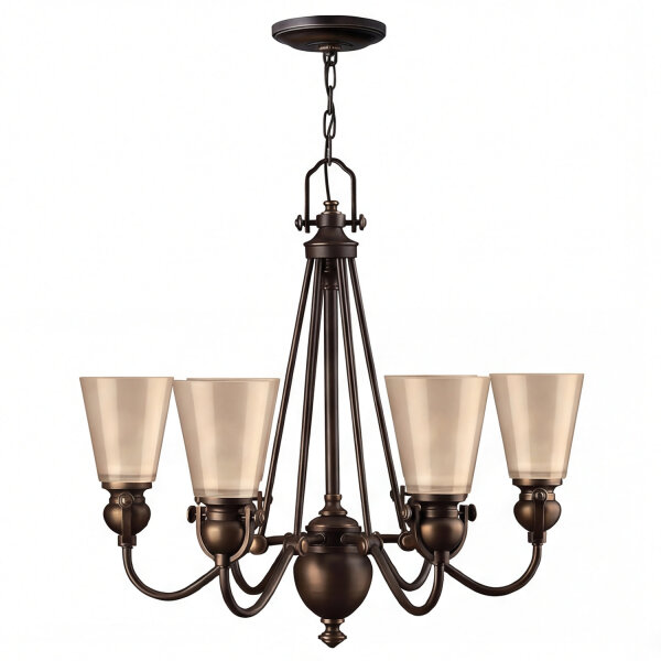 Kronleuchter Bronze Beige 6-flammig B:66 cm E27 Glas