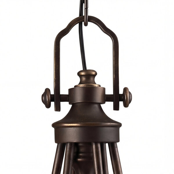Kronleuchter Bronze Beige 6-flammig B:66 cm E27 Glas