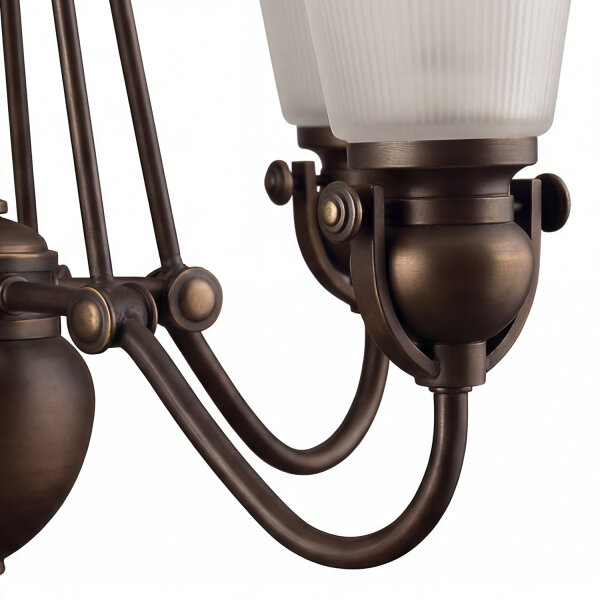 Kronleuchter Bronze Beige 6-flammig B:66 cm E27 Glas