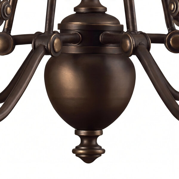Kronleuchter Bronze Beige 6-flammig B:66 cm E27 Glas