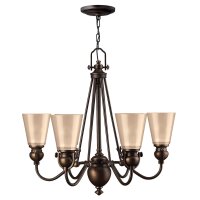 Kronleuchter Bronze Beige 6-flammig B:66 cm E27 Glas