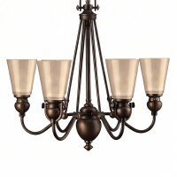 Kronleuchter Bronze Beige 6-flammig B:66 cm E27 Glas