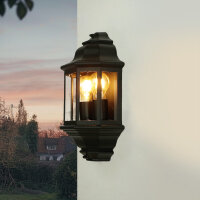 Wandleuchte Außen IP44 Glas Alu H: 43 cm 2x E27...