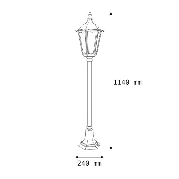 Schwarze Wegeleuchte 114cm Rustikal Aluminium Glas