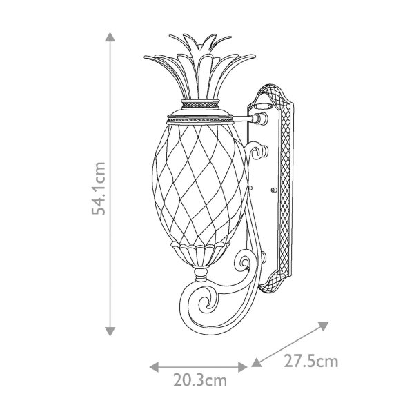 Wandleuchte außen Schwarz Antik IP44 dekorativ Ananas Design