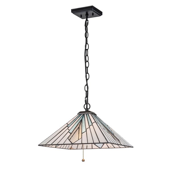 Pendelleuchte Tiffany Stil Zugschalter B: 38 cm Glas Metall