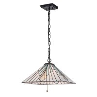 Pendelleuchte Tiffany Stil Zugschalter B: 38 cm Glas Metall