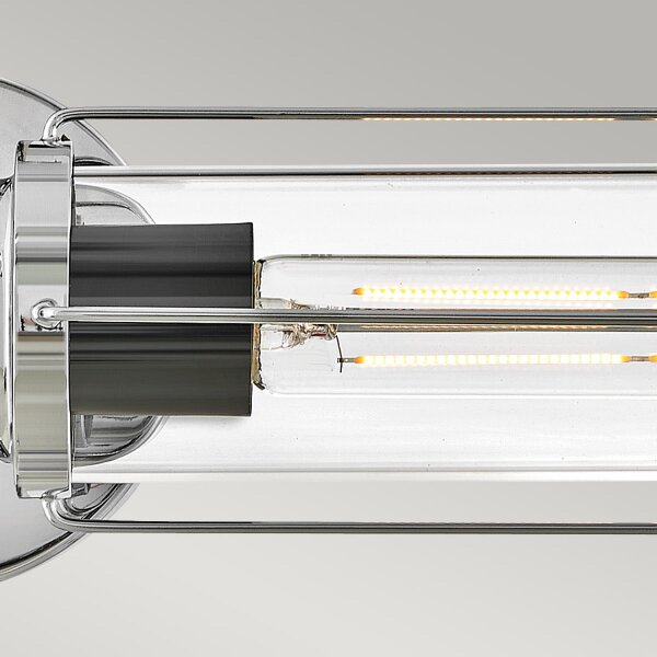 Wandleuchte IP44 61 cm lang in Chrom Schwarz 2x E27