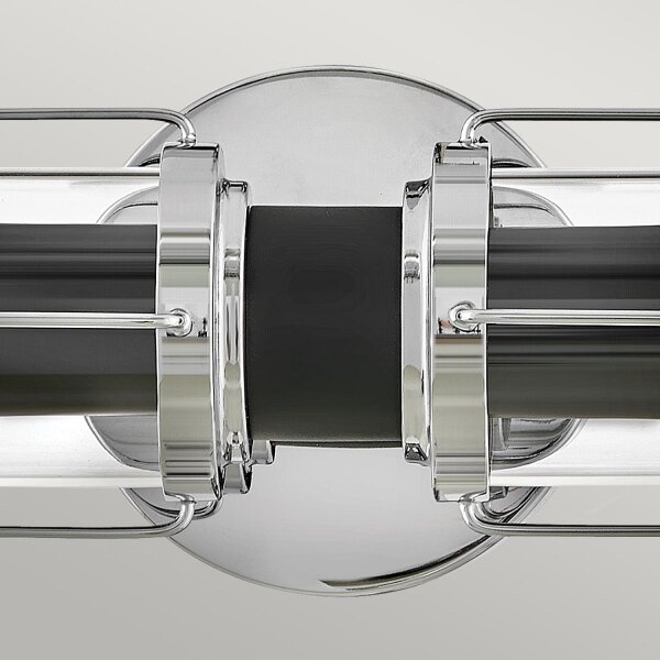 Wandleuchte IP44 61 cm lang in Chrom Schwarz 2x E27