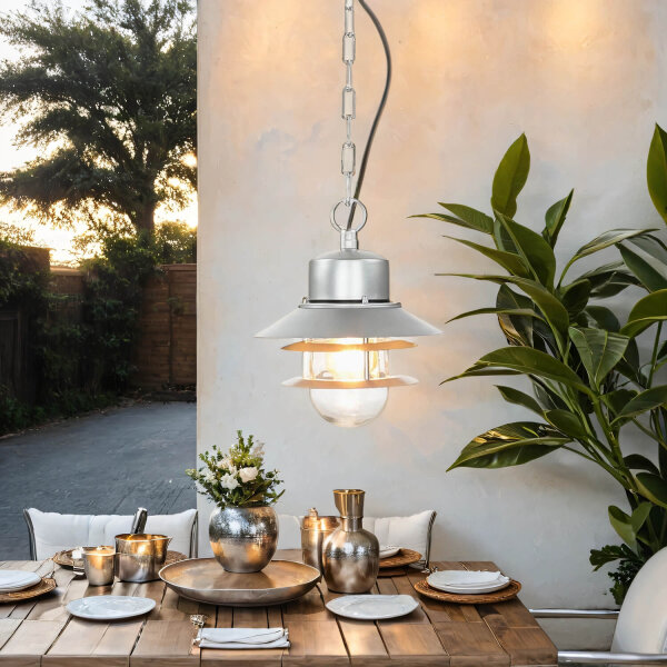 Außenlampe Edelstahl E27 IP44 in Silber Maritim