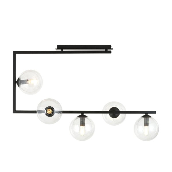 Deckenleuchte Metall Glas L: 83 cm H: 55 cm Schwarz 5x E14