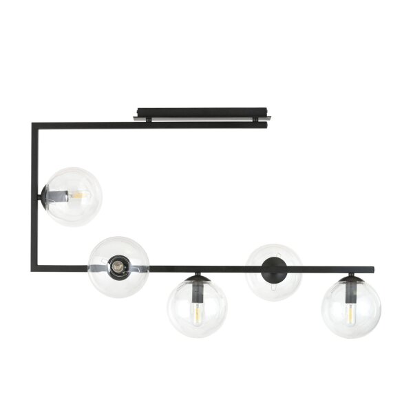 Deckenleuchte Metall Glas L: 83 cm H: 55 cm Schwarz 5x E14