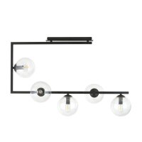 Deckenleuchte Metall Glas L: 83 cm H: 55 cm Schwarz 5x E14