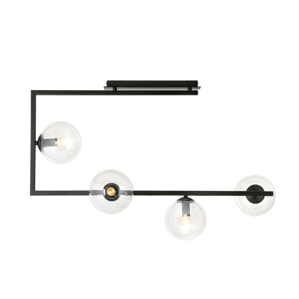 Deckenlampe Glas Metall 83 cm lang Schwarz E14 4-flammig