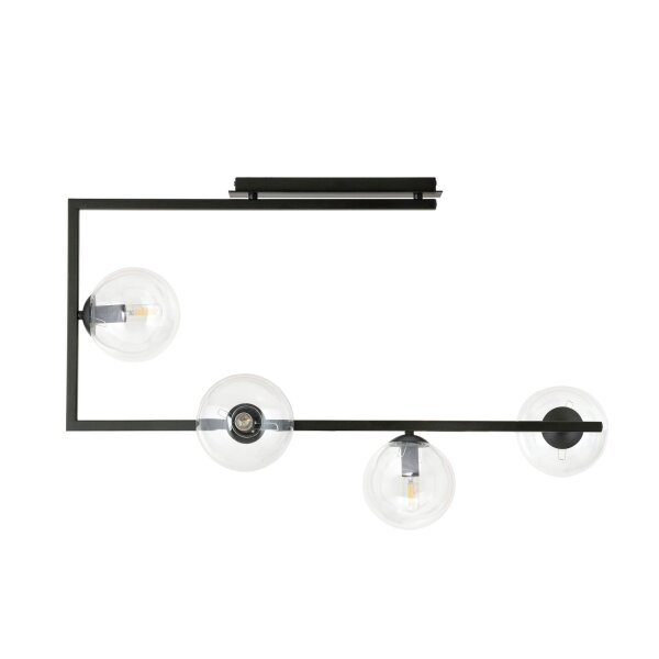 Deckenlampe Glas Metall 83 cm lang Schwarz E14 4-flammig