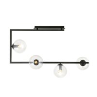 Deckenlampe Glas Metall 83 cm lang Schwarz E14 4-flammig