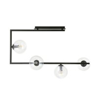 Deckenlampe Glas Metall 83 cm lang Schwarz E14 4-flammig