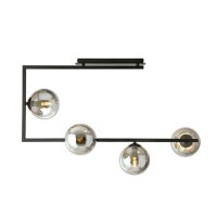 Deckenleuchte Schwarz Graphit 83 cm lang Metall Rauchglas