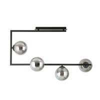 Deckenleuchte Schwarz Graphit 83 cm lang Metall Rauchglas