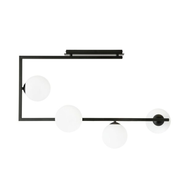 Deckenlampe Schwarz Weiß L: 83 cm H: 55 cm Metall Glas 4x E14