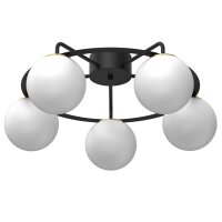 Deckenlampe Glas Metall Schwarz Weiß Gold E27...