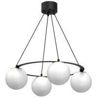 H&auml;ngelampe Glas Metall Schwarz Wei&szlig; Gold E27 blendarm