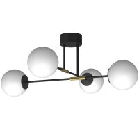 Deckenleuchte Glas Metall Schwarz Wei&szlig; Gold L:80 cm E27