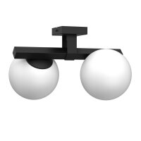 Deckenleuchte Glas satiniert Metall Schwarz 34 cm E27